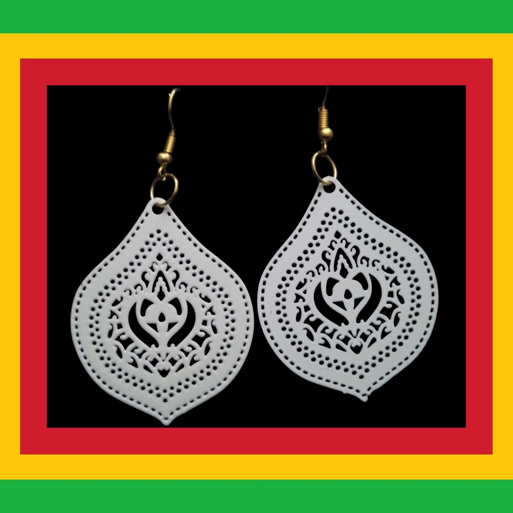 Radiant White Filigree Drop Earrings